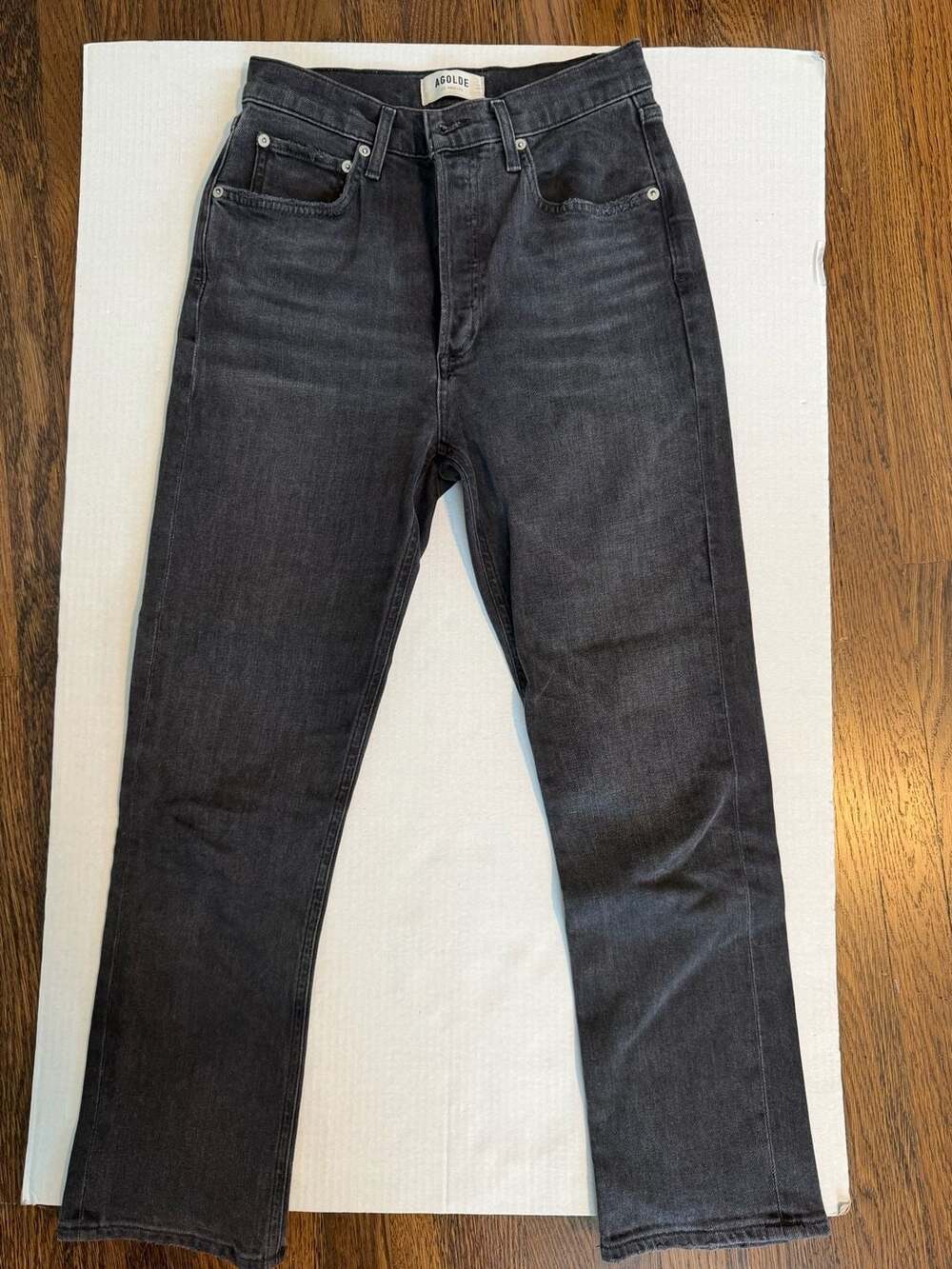 AGOLDE Riley High Rise Straight Leg Jeans Black Size 27